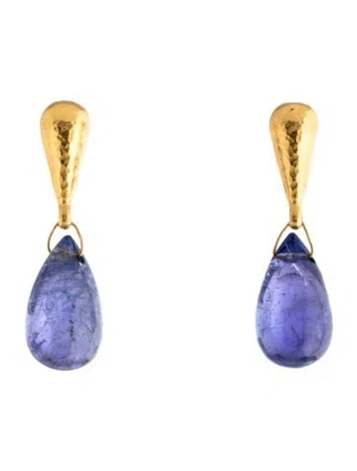 Pre-owned Gurhan 22k Tanzanite Drop Earrings In Multicolor
