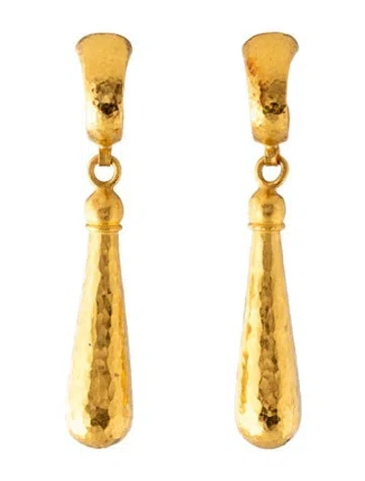Pre-owned Gurhan 22k Textured Drop Earrings In Multicolor
