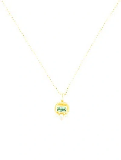 Pre-owned Gurhan 22k Tourmaline & Diamond Pendant Necklace, 18" In Multi