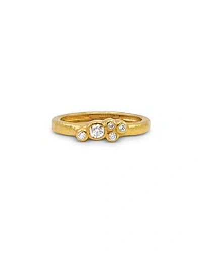 Gurhan 22k Yellow Gold Pointelle Diamond Bezel Cluster Stacking Ring