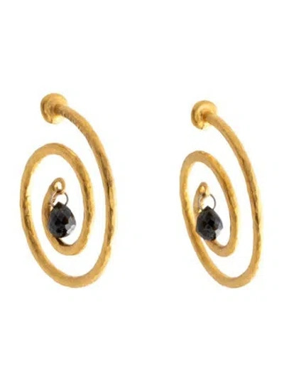 Pre-owned Gurhan 23k Diamond Swirl Hoop Earrings In Multicolor
