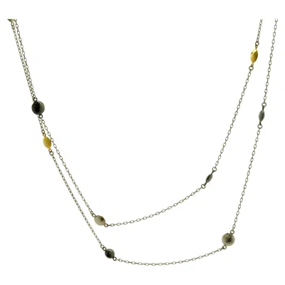 Pre-owned Gurhan 24 Karat Yellow Gold & Sterling Silver Ball Station Necklace