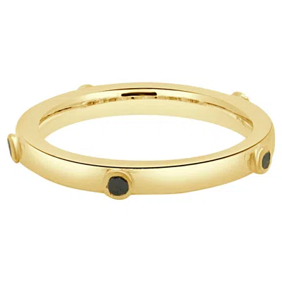 Pre-owned Gurhan 24 Karat Yellow Gold Hoopla Black Diamond Band