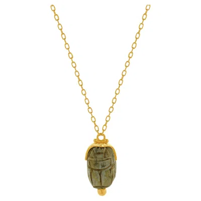Pre-owned Gurhan 24 Karat Yellow Gold Scarab Egyptian Revival Necklace