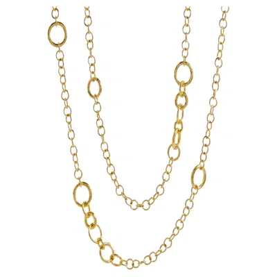 Pre-owned Gurhan 24k & 22k Yellow Gold Hoopla Mixed Link Chain Necklace