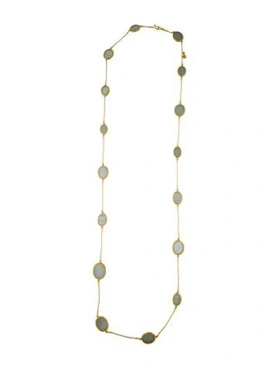Pre-owned Gurhan 24k Aquamarine & Yellow Sapphire Station Necklace, 50" In Multicolor