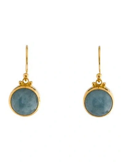 Pre-owned Gurhan 24k Aquamarine Drop Earrings In Multicolor