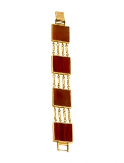 Pre-owned Gurhan 24k Carnelian & Agate Link Bracelet, 6.75" In Multi