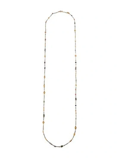 Pre-owned Gurhan 24k Carnelian, Turquoise, Glass, Coral Phoenician Beaded Long Necklace, 49" In Blue/green/orange
