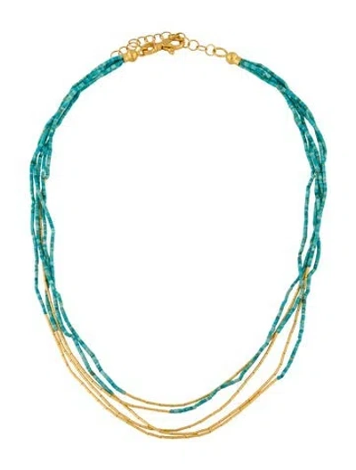 Pre-owned Gurhan 24k Ceramic Multistrand Rain Necklace, 18"