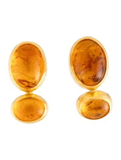 Pre-owned Gurhan 24k Citrine Clip-on Earrings In Multicolor