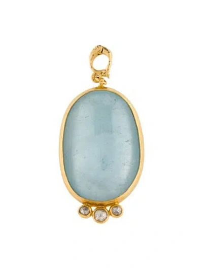 Pre-owned Gurhan 24k Diamond & Topaz Pendant In Multicolor