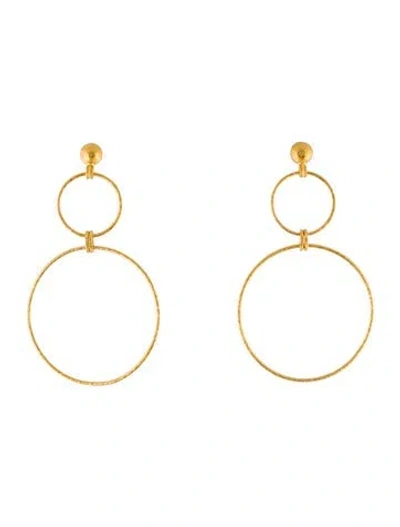 Pre-owned Gurhan 24k Double Hoop Drop Earrings In Multi