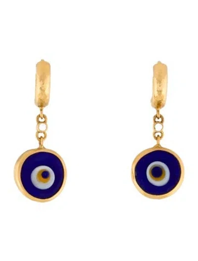 Pre-owned Gurhan 24k Glass & Diamond Evil Eye Drop Earrings In Multicolor