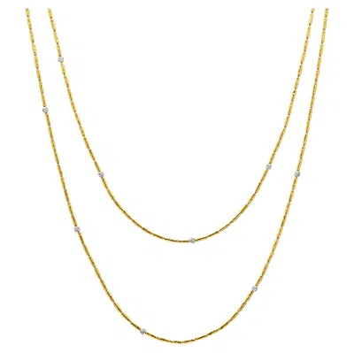 Pre-owned Gurhan 24k Gold Vertigo Textured Link Necklace With Diamond In Multi