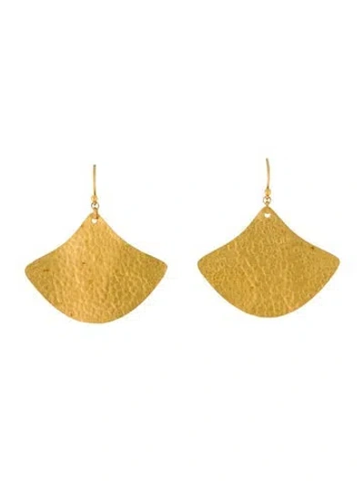 Pre-owned Gurhan 24k Hammered Fan Earrings In Multi