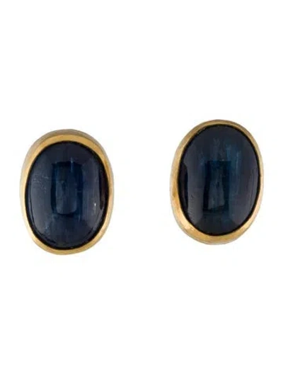 Pre-owned Gurhan 24k Kyanite 'rune' Earclips In Multi