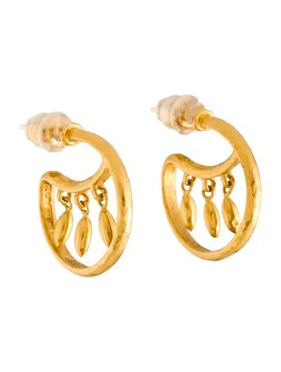 Pre-owned Gurhan 24k Mini Fringe Hoop Earrings In Multicolor