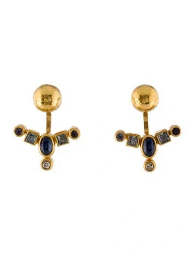 Pre-owned Gurhan 24k Multistone & Diamond Earrings