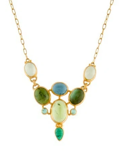 Pre-owned Gurhan 24k Multi-stone Pendant Necklace, 18"