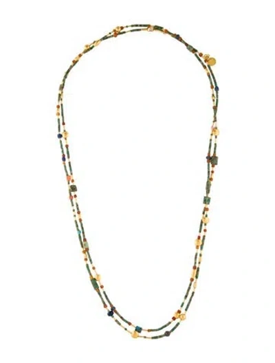 Pre-owned Gurhan 24k Multi-stone Phoenician Beaded Long Necklace, 57.5"