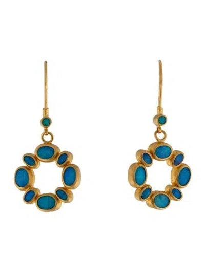 Pre-owned Gurhan 24k Opal Drop Earrings In Multicolor