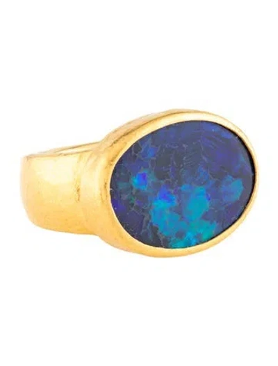 Pre-owned Gurhan 24k Opal Rune One Of A Kind Cocktail Ring In Multicolor