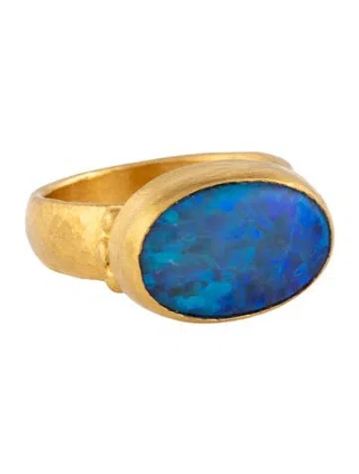 Pre-owned Gurhan 24k Opal Rune One-of-a-kind Cocktail Ring In Multicolor