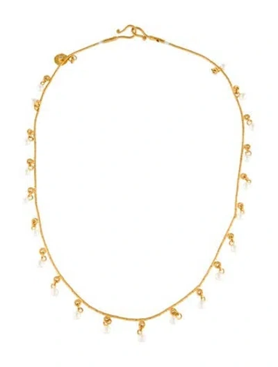 Pre-owned Gurhan 24k Pearl & Diamond Tassel Station Necklace, 15.75" In Multi