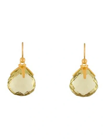 Pre-owned Gurhan 24k Quartz Drop Earirngs In Multi