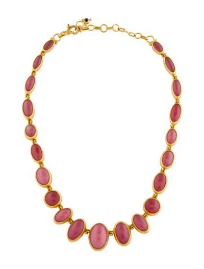 Pre-owned Gurhan 24k Rhodochrosite Choker Necklace, 17" In Multicolor