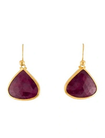 Pre-owned Gurhan 24k Ruby Drop Earrings In Multi