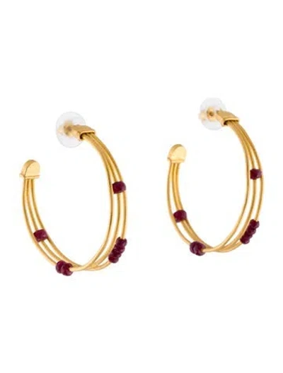Pre-owned Gurhan 24k Ruby Hoop Earrings In Multi
