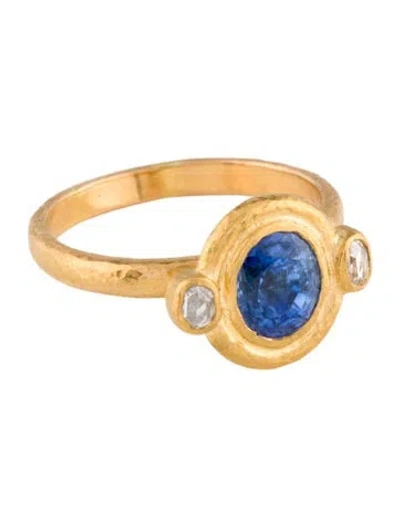 Pre-owned Gurhan 24k Sapphire & Diamond Cocktail Ring In Multi