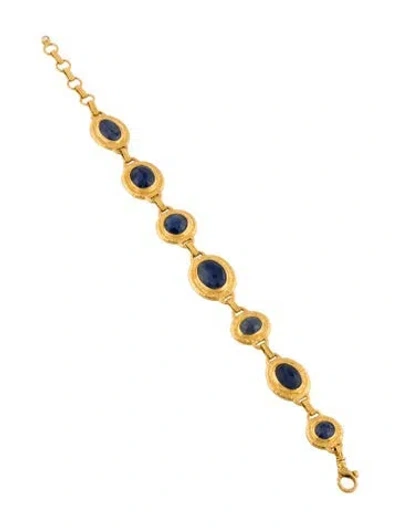 Pre-owned Gurhan 24k Sapphire & Diamond Link Bracelet, 8.75" In Multi
