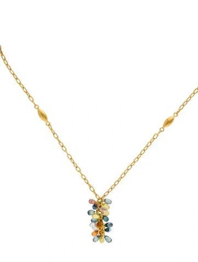 Pre-owned Gurhan 24k Sapphire Cluster Pendant Necklace, 18" In Multi