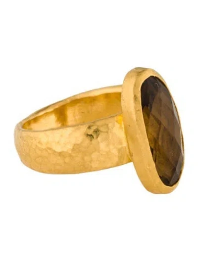 Pre-owned Gurhan 24k Smoky Quartz Prism Cocktail Ring In Multi