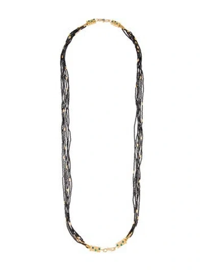 Pre-owned Gurhan 24k Spinel, Opal & Diamond Rain Double "s" Clasp Multistrand Beaded Necklace, 35"