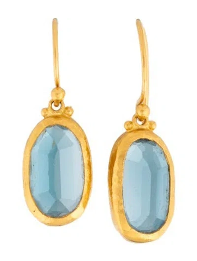 Pre-owned Gurhan 24k Topaz Drop Earrings In Multicolor