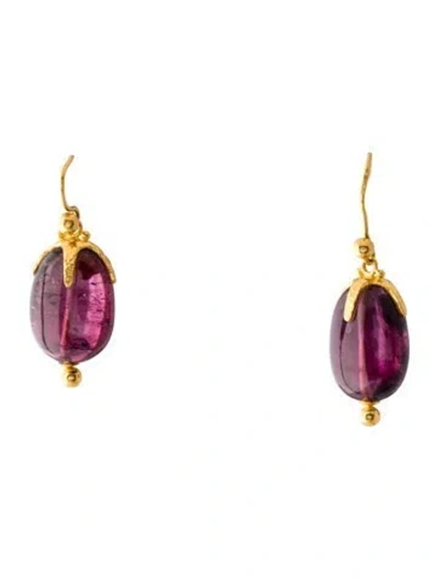 Pre-owned Gurhan 24k Tourmaline Drop Earrings In Multicolor