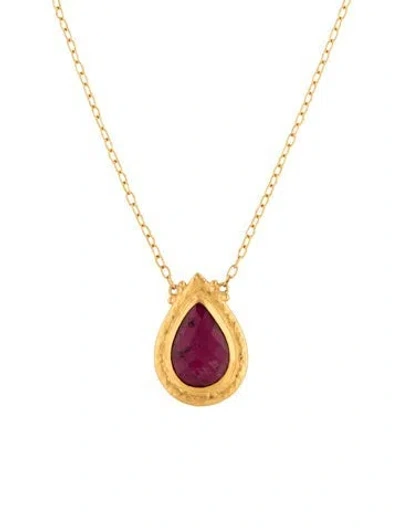 Pre-owned Gurhan 24k Tourmaline Pendant Necklace, 18" In Multicolor
