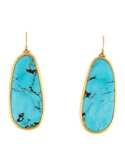 Pre-owned Gurhan 24k Turquoise Drop Earrings In Multicolor