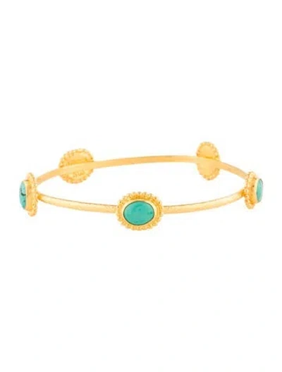 Pre-owned Gurhan 24k Turquoise Station Bangle Bracelet, 8" In Multi