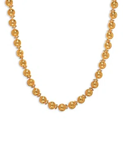Gurhan 24k Yellow Gold Amulet Diamond Bezel Hammered Disc Statement Necklace, 16.5-18.5
