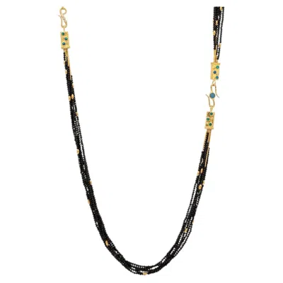 Pre-owned Gurhan 24k Yellow Gold & Black Spinel 7-strand Necklace � Luxury Jewelry
