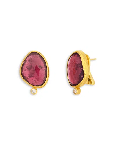 Gurhan 24k Yellow Gold Elements Tourmaline & Diamond Stud Earrings