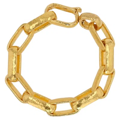Pre-owned Gurhan 24k Yellow Gold Hoopla Geometric Link Bracelet � Luxury Jewelry