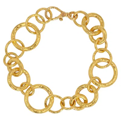 Pre-owned Gurhan 24k Yellow Gold Hoopla Geometric Round Link Bracelet