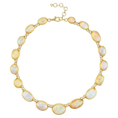 Pre-owned Gurhan 24k Yellow Gold One-of-a-kind Ethiopian Opal & Diamond Necklace