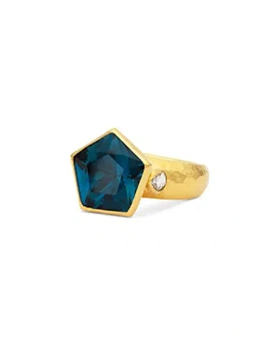 Gurhan 24k Yellow Gold Prism London Blue Topaz & Diamond One Of A Kind Ring